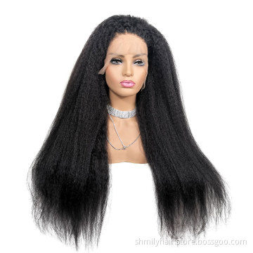Shmily Brazilian Virgin Hair Cuticle Aligned Kinky Straight Lace Front Wig, 13x4 Yaki Remy Hair Lace Front Wigs For Black Women